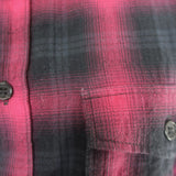 Saint Laurent Checked Button Down Shirt Red/Black Stretch Cotton Size Medium