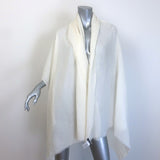 James Perse x Faliero Sarti Fringed Gauze Shawl Scarf Cream Wool-Silk
