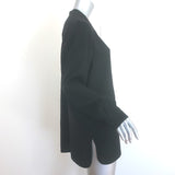 Lafayette 148 Beaded-Placket Tunic Black Silk Crepe Size Medium Long Sleeve Top