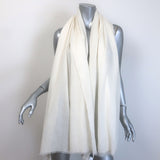 James Perse x Faliero Sarti Fringed Gauze Shawl Scarf Cream Wool-Silk
