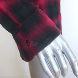 Saint Laurent Checked Button Down Shirt Red/Black Stretch Cotton Size Medium