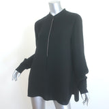 Lafayette 148 Beaded-Placket Tunic Black Silk Crepe Size Medium Long Sleeve Top