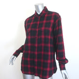 Saint Laurent Checked Button Down Shirt Red/Black Stretch Cotton Size Medium