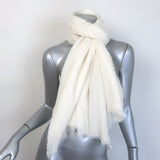 James Perse x Faliero Sarti Fringed Gauze Shawl Scarf Cream Wool-Silk