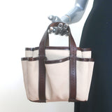 Max Mara Giardiniera Mini Tote Leather-Trimmed Beige Canvas Crossbody Bag