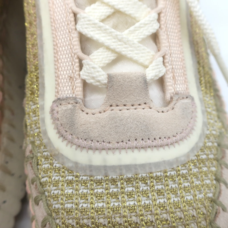Chloe Nama Sneakers Gold Metallic Mesh &amp; Blush Suede Size 38