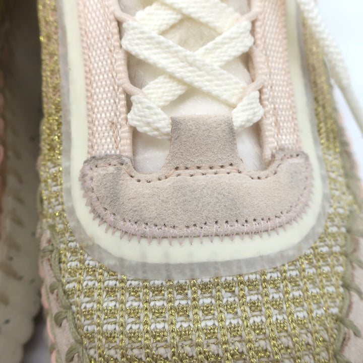 Chloe Nama Sneakers Gold Metallic Mesh &amp; Blush Suede Size 38