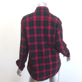 Saint Laurent Checked Button Down Shirt Red/Black Stretch Cotton Size Medium