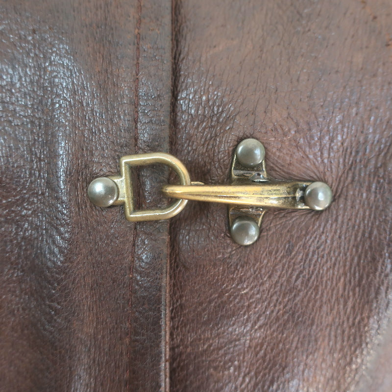 Vintage Moschino Brass Clasp-Closure Leather Vest Dark Brown Size US 4