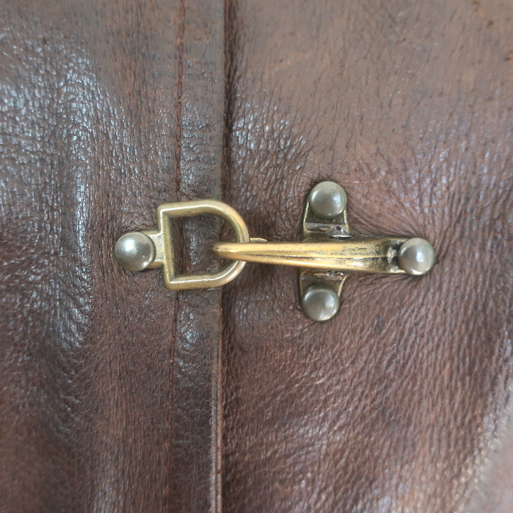 Vintage Moschino Brass Clasp-Closure Leather Vest Dark Brown Size US 4