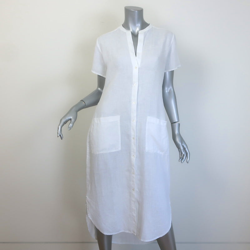 James Perse Belted Midi Shirtdress White Linen Size 2