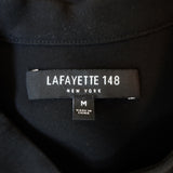 Lafayette 148 Beaded-Placket Tunic Black Silk Crepe Size Medium Long Sleeve Top