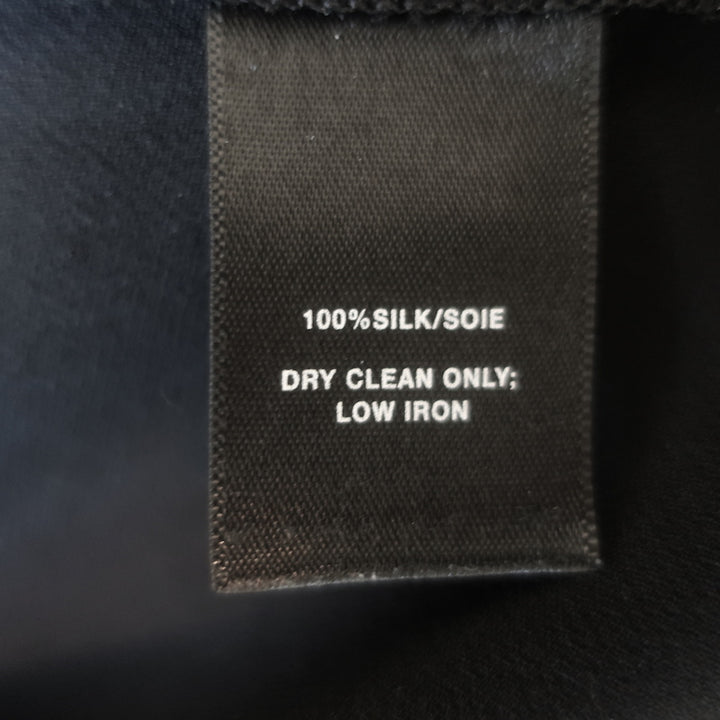 Lafayette 148 Beaded-Placket Tunic Black Silk Crepe Size Medium Long Sleeve Top