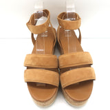 Vince Jet Cork Wedge Platform Sandals Tan Suede Size 8