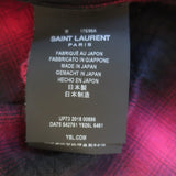 Saint Laurent Checked Button Down Shirt Red/Black Stretch Cotton Size Medium