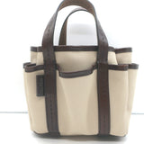 Max Mara Giardiniera Mini Tote Leather-Trimmed Beige Canvas Crossbody Bag