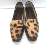 Dolce & Gabbana Eel Skin & Leopard Pony Hair Loafers Dark Brown Size 39.5