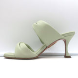 Aquazzura Twist 75 Sandals Cool Mint Leather Size 39 Double Band Heels