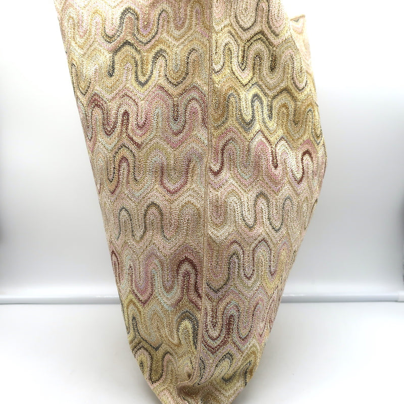 Missoni Messenger Bag Light Pink/Gold Lurex Knit Large Flat Crossbody NEW
