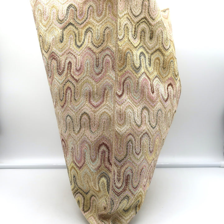 Missoni Messenger Bag Light Pink/Gold Lurex Knit Large Flat Crossbody NEW