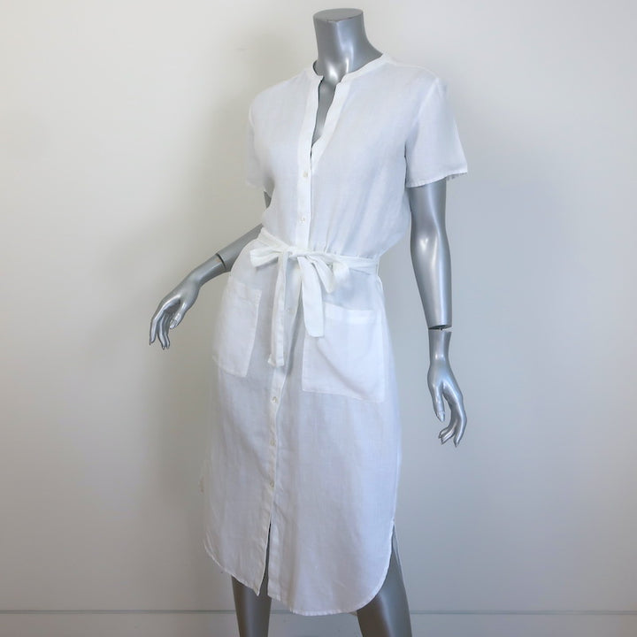 James Perse Belted Midi Shirtdress White Linen Size 2