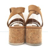 Vince Jet Cork Wedge Platform Sandals Tan Suede Size 8