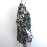 Lafayette 148 Metallic Paisley Burnout Tunic Top Black Size Medium