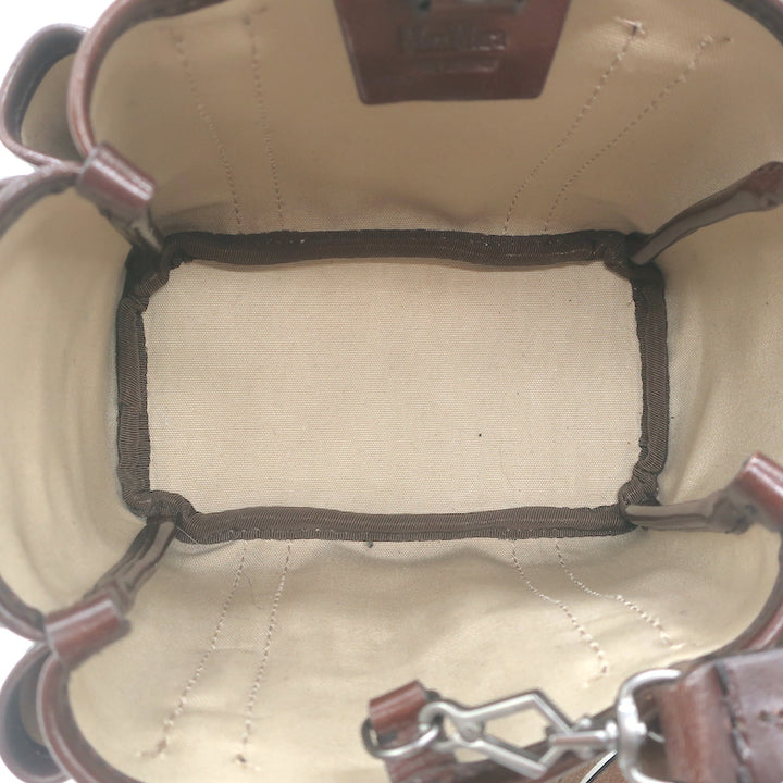 Max Mara Giardiniera Mini Tote Leather-Trimmed Beige Canvas Crossbody Bag
