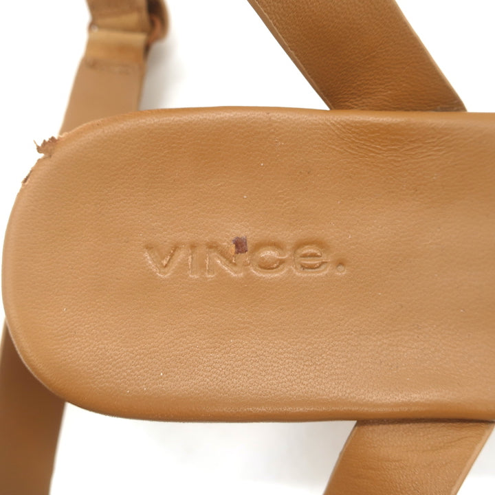 Vince Jet Cork Wedge Platform Sandals Tan Suede Size 8