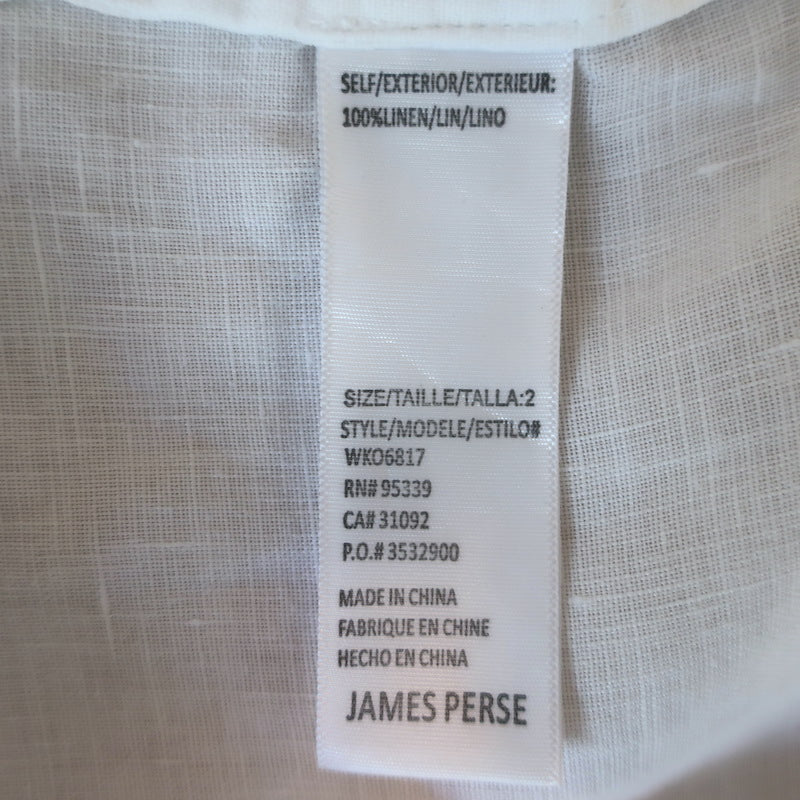 James Perse Belted Midi Shirtdress White Linen Size 2