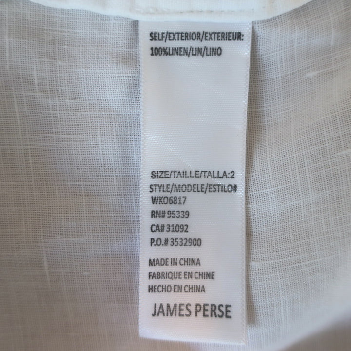 James Perse Belted Midi Shirtdress White Linen Size 2