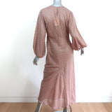 Doen Sage Maxi Dress Macaroon Printed Cotton Size Medium Balloon Sleeve NEW