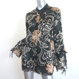 Lafayette 148 Metallic Paisley Burnout Tunic Top Black Size Medium