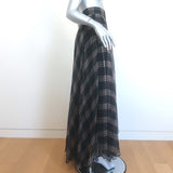 Brunello Cucinelli Checked Silk Chiffon Maxi Skirt Charcoal/Beige Size US 6