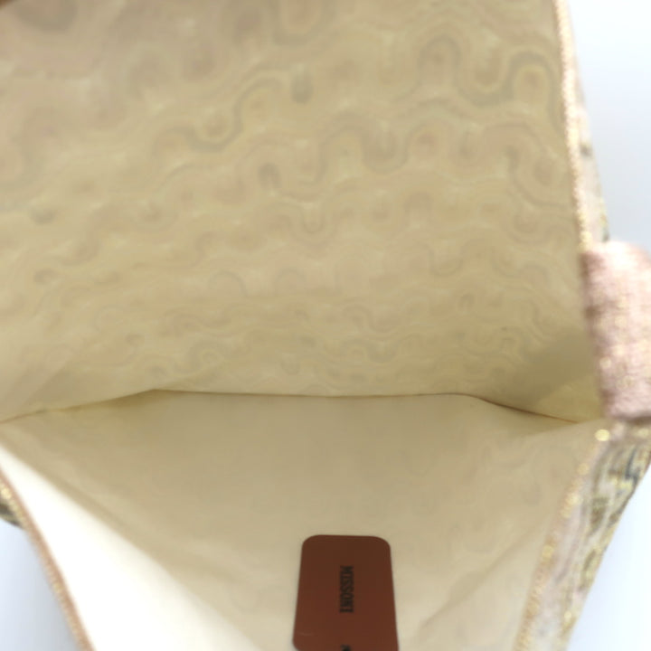 Missoni Messenger Bag Light Pink/Gold Lurex Knit Large Flat Crossbody NEW