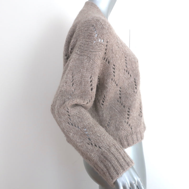 Velvet by Graham &amp; Spencer Beth Cardigan Taupe Pointelle Knit Size Extra Small