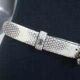 Roberto Cavalli Jewel Buckle Snakeskin Belt Cream Size 42