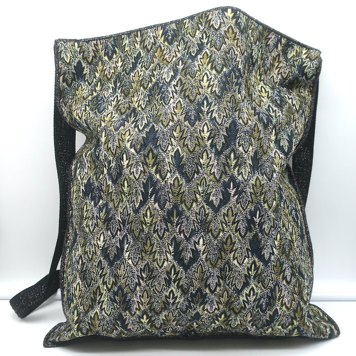 Missoni Messenger Bag Black/Green Lurex Knit Large Flat Crossbody NEW
