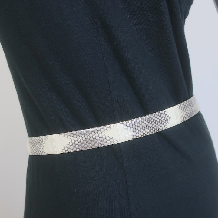 Roberto Cavalli Jewel Buckle Snakeskin Belt Cream Size 42