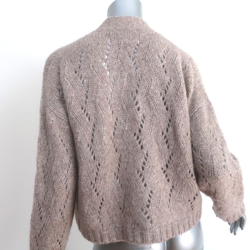 Velvet by Graham &amp; Spencer Beth Cardigan Taupe Pointelle Knit Size Extra Small
