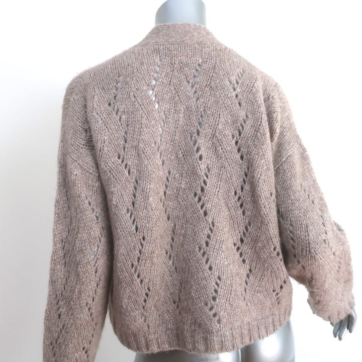 Velvet by Graham &amp; Spencer Beth Cardigan Taupe Pointelle Knit Size Extra Small