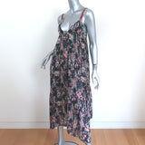 Isabel Marant Etoile Tie-Back Midi Dress Black/Red Printed Georgette Size 42