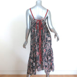 Isabel Marant Etoile Tie-Back Midi Dress Black/Red Printed Georgette Size 42
