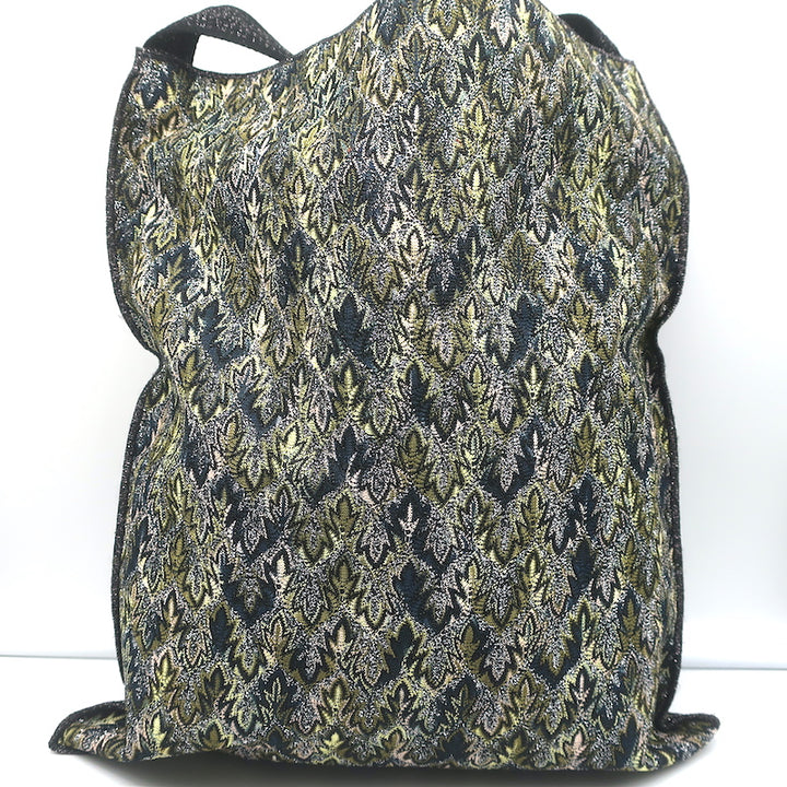 Missoni Messenger Bag Black/Green Lurex Knit Large Flat Crossbody NEW