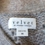 Velvet by Graham & Spencer Beth Cardigan Taupe Pointelle Knit Size Extra Small