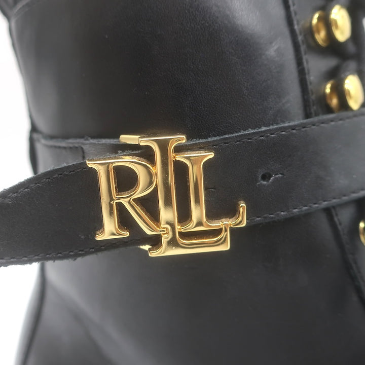 LAUREN Ralph Lauren Elridge Combat Boots Black Leather Size 8