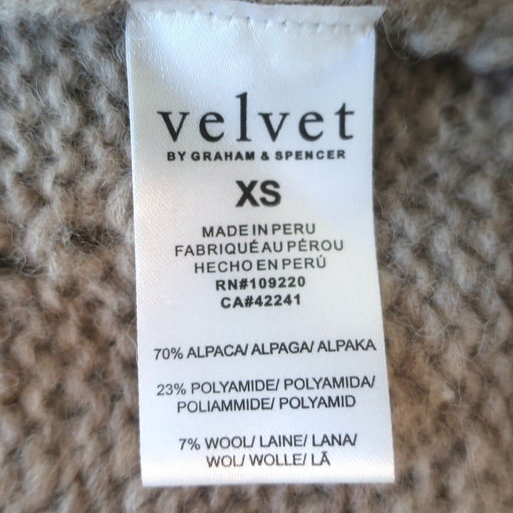 Velvet by Graham &amp; Spencer Beth Cardigan Taupe Pointelle Knit Size Extra Small