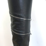 Saint Laurent Stretch Leather Zipper Leggings Black Size 42