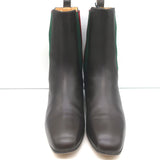 Gucci Karen Web Chelsea Boots Dark Brown Leather Size 41.5 Low-Heel Ankle Boots