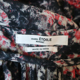 Isabel Marant Etoile Tie-Back Midi Dress Black/Red Printed Georgette Size 42